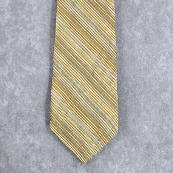 Van Heusen Yellow Blue Stripe 100% Silk Executive Corporate Men's Neck Tie - Picture 1 of 6